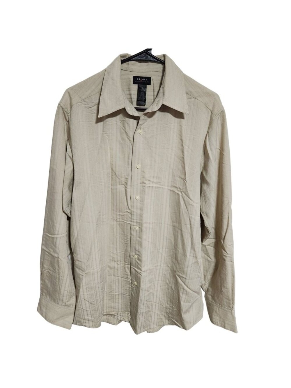 Axcess Claiborne Button Up Shirt Mens Size Medium Beige Long Sleeve Casual Work